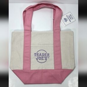 Trader Joe’s Mini Canvas Tote Bag New With Tag Limited Edition Pink NWT